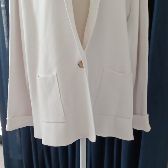 LIKE NEW! Summersalt Organic Cotton Ribbed Sweater/Blazer in White Size 2XL - Picture 6 of 10